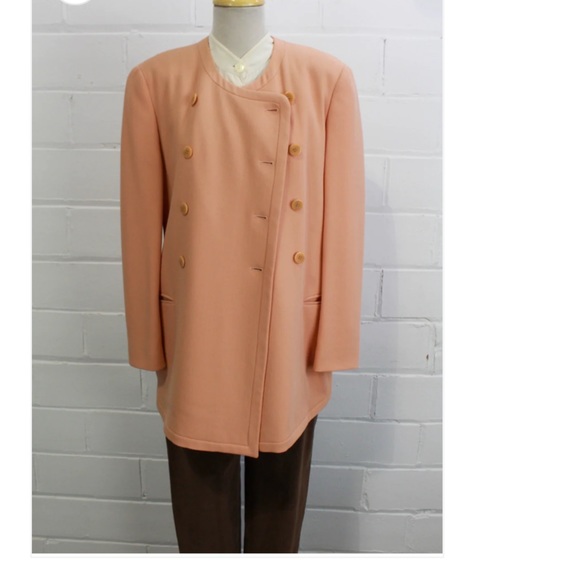 90s Giorgio Armani Peach Wool Blazer Jacket, EU 42 Excellent Vintage Condition - Picture 3 of 8